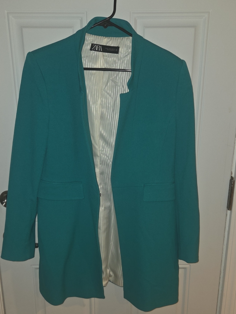 ZARA Turquoise Teal Longline Blazer – Size XL
